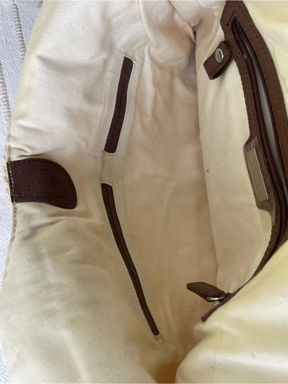 Banana Republic Cream Macramé Shoulder Bag with Brown Wrapped Handles NWOT